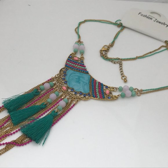 Boho Necklace Women Fashion Multi Color Fancy Long - Picture 1 of 11